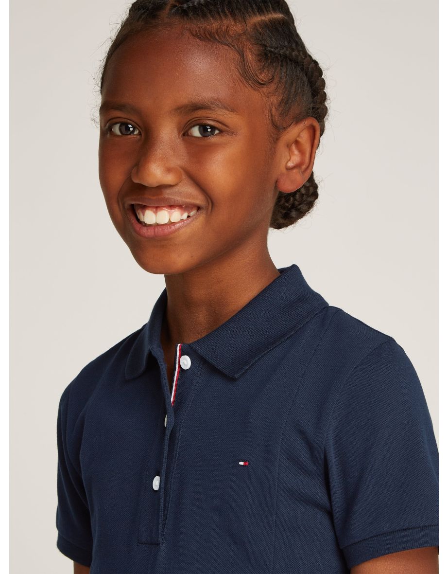 Girls Polo Dress in Navy - 3