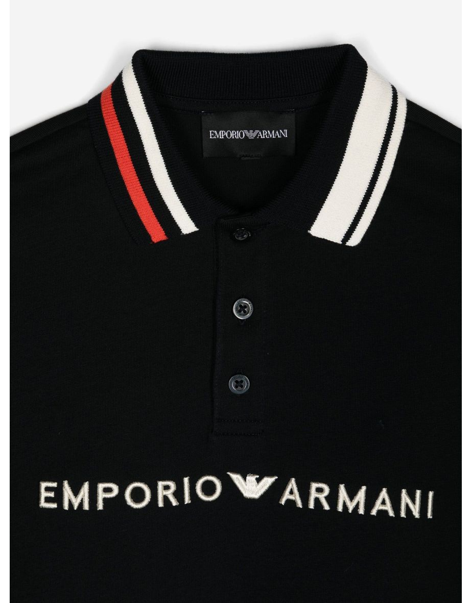 Emporio Armani Boys Long Sleeve Polo Shirt in Navy - 2