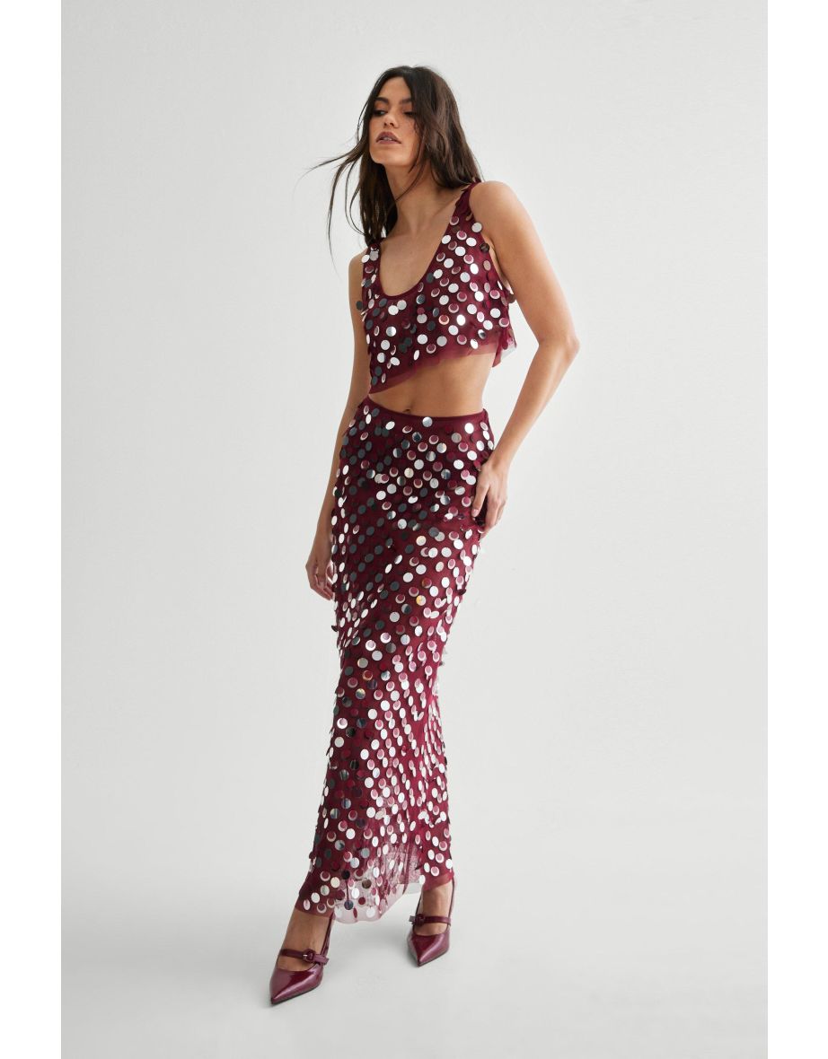 Mesh Embellished Sheer Crop Top