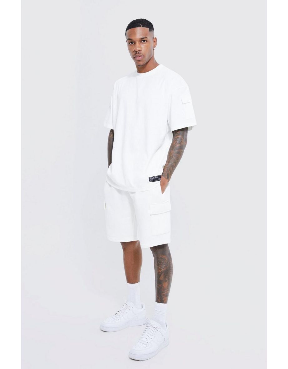 Ecru Oversized Cargo Shorts