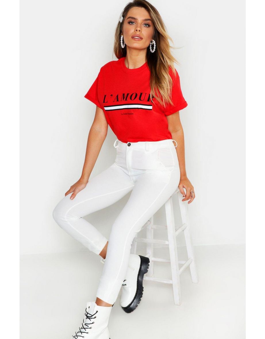 L'amour Slogan T-Shirt - red - 3