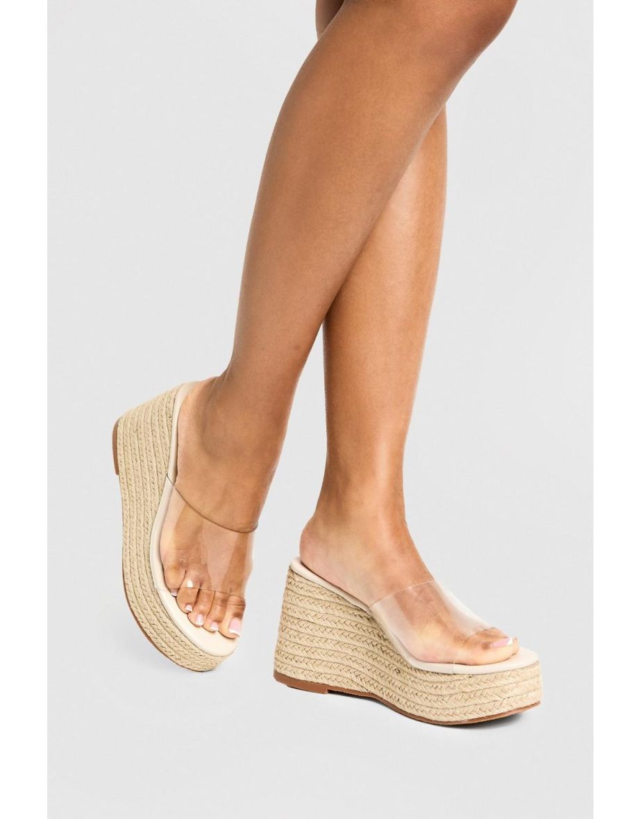 Clear Wedged Mule - nude