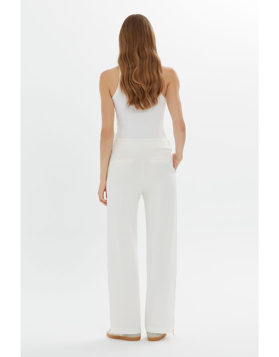 Tie-Waist Straight-Leg Off-White Sweatpants - 2