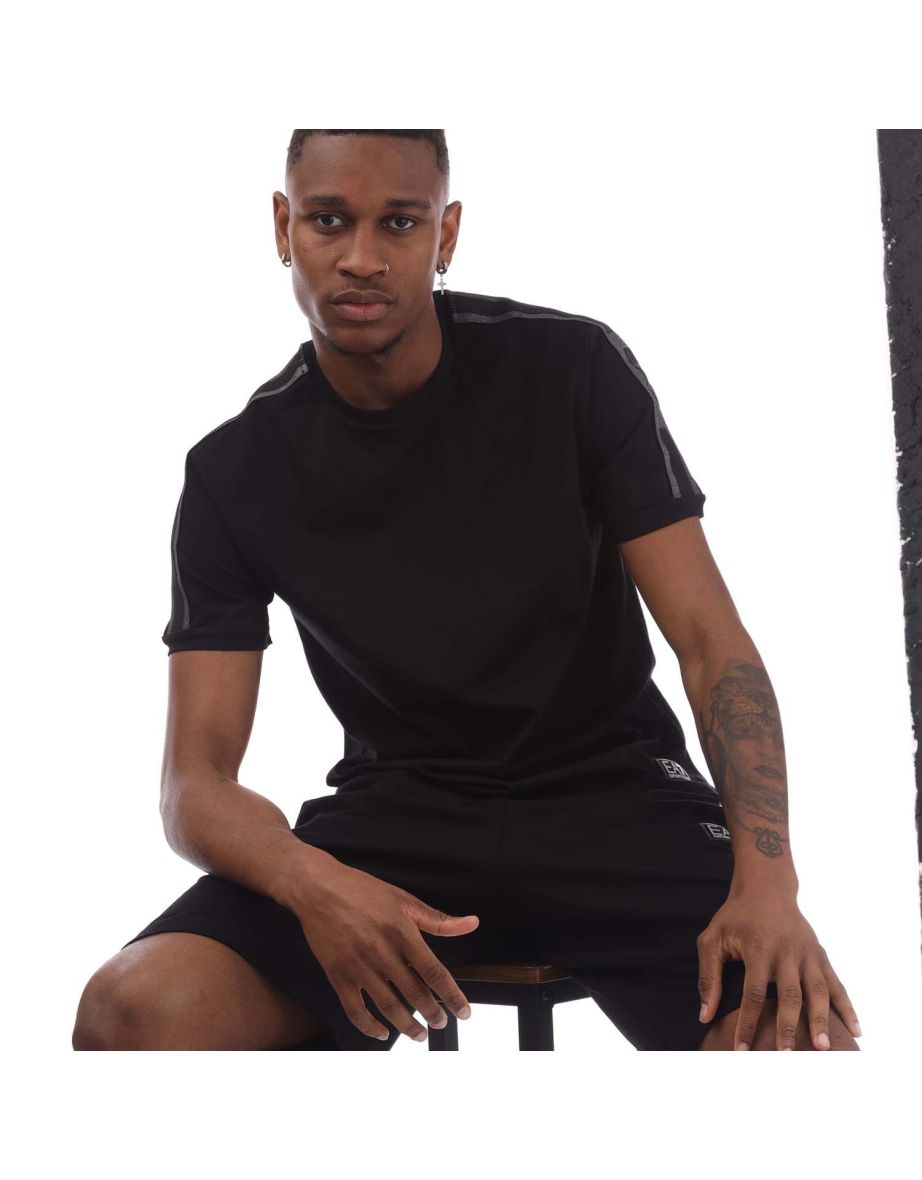 Men's Emporio Armani EA7 Logo Series Cotton-Jersey T-Shirt in Black - 3