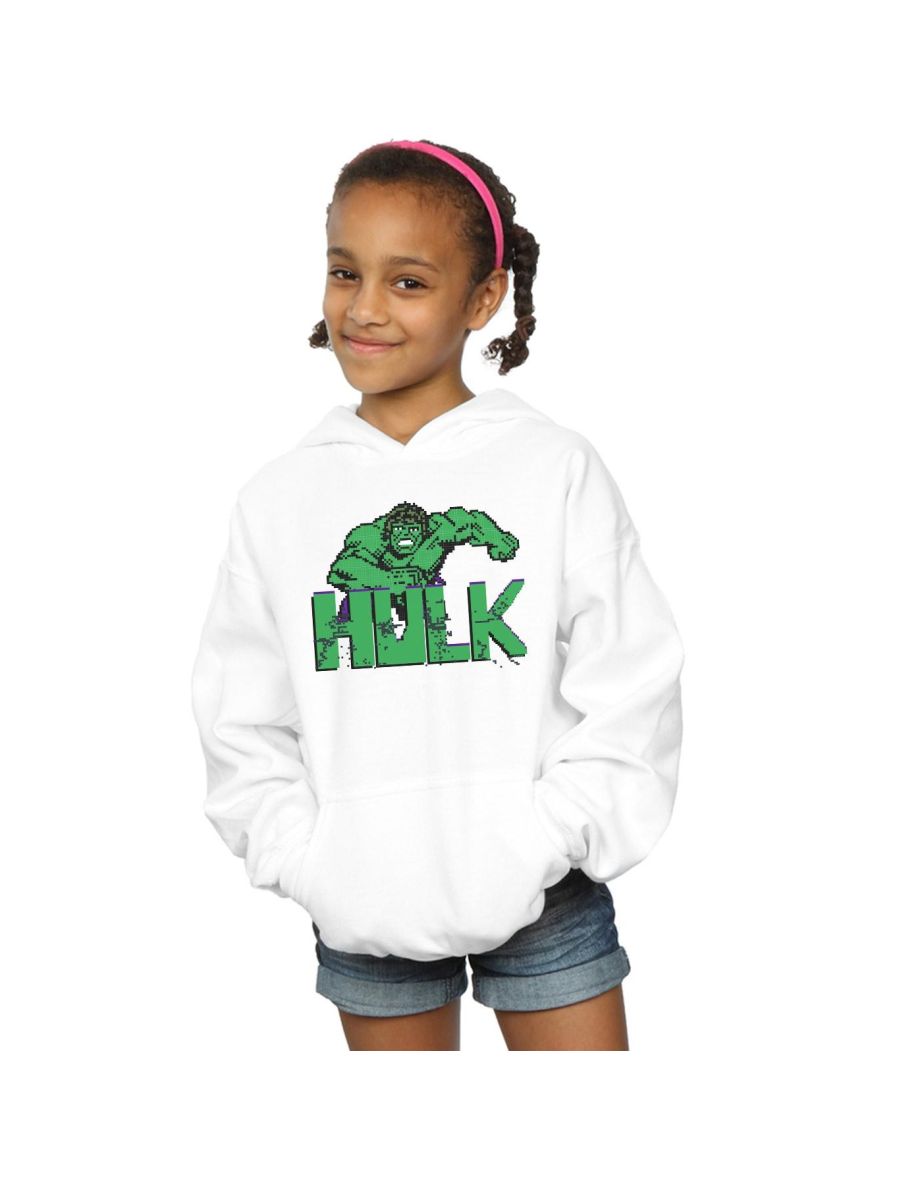 Shop Marvel Girls Hulk Pixelated Hoodie White Online in Oman VogaCloset