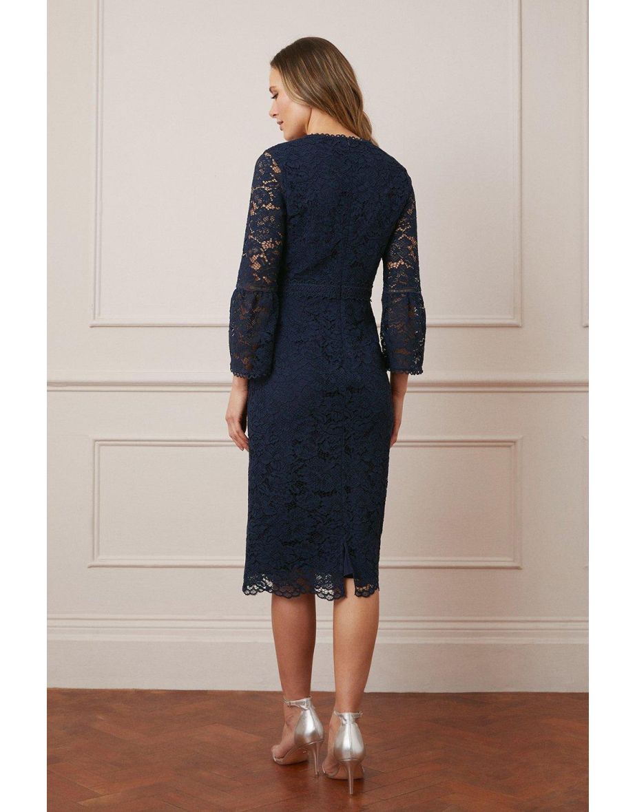 Tall Lace Flare Sleeve Midi Dress - 2