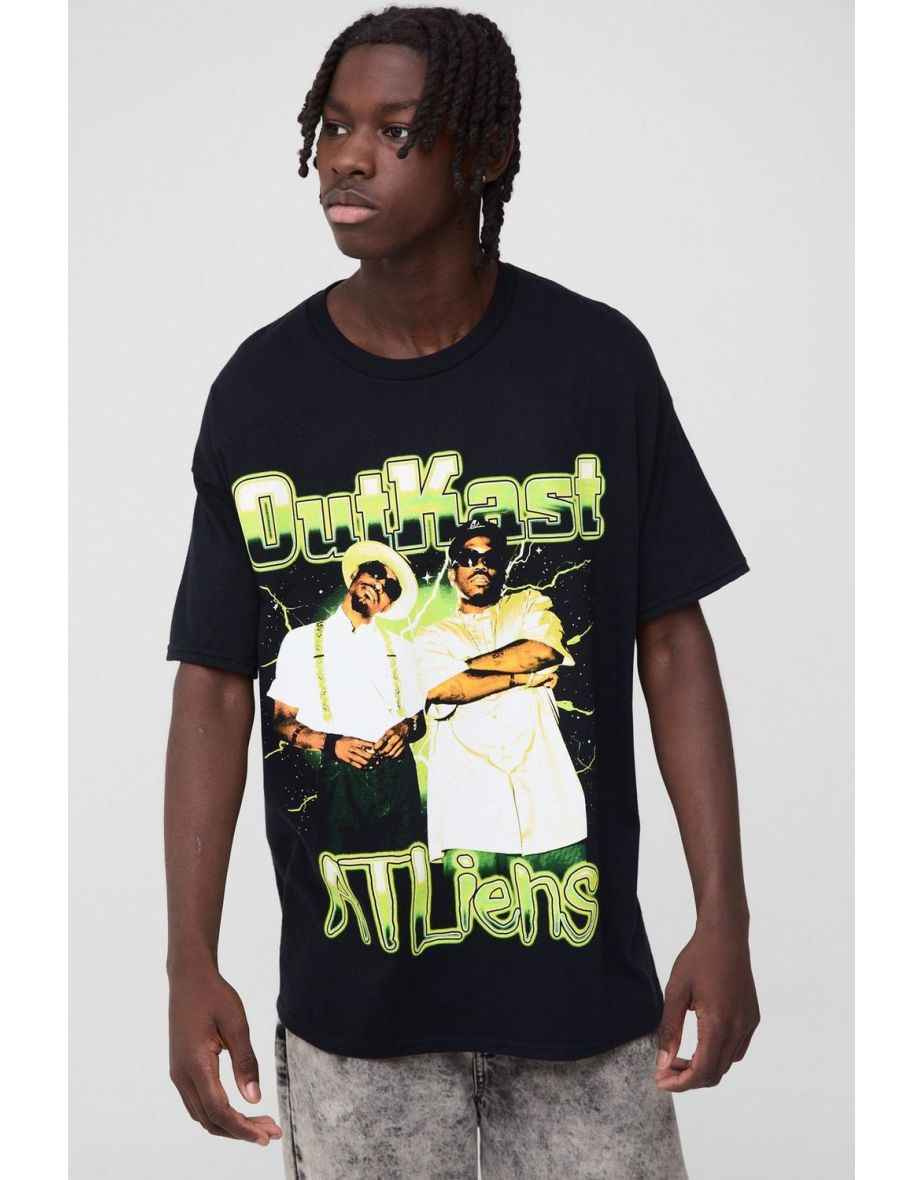Oversized Outkast License Print T-Shirt - black