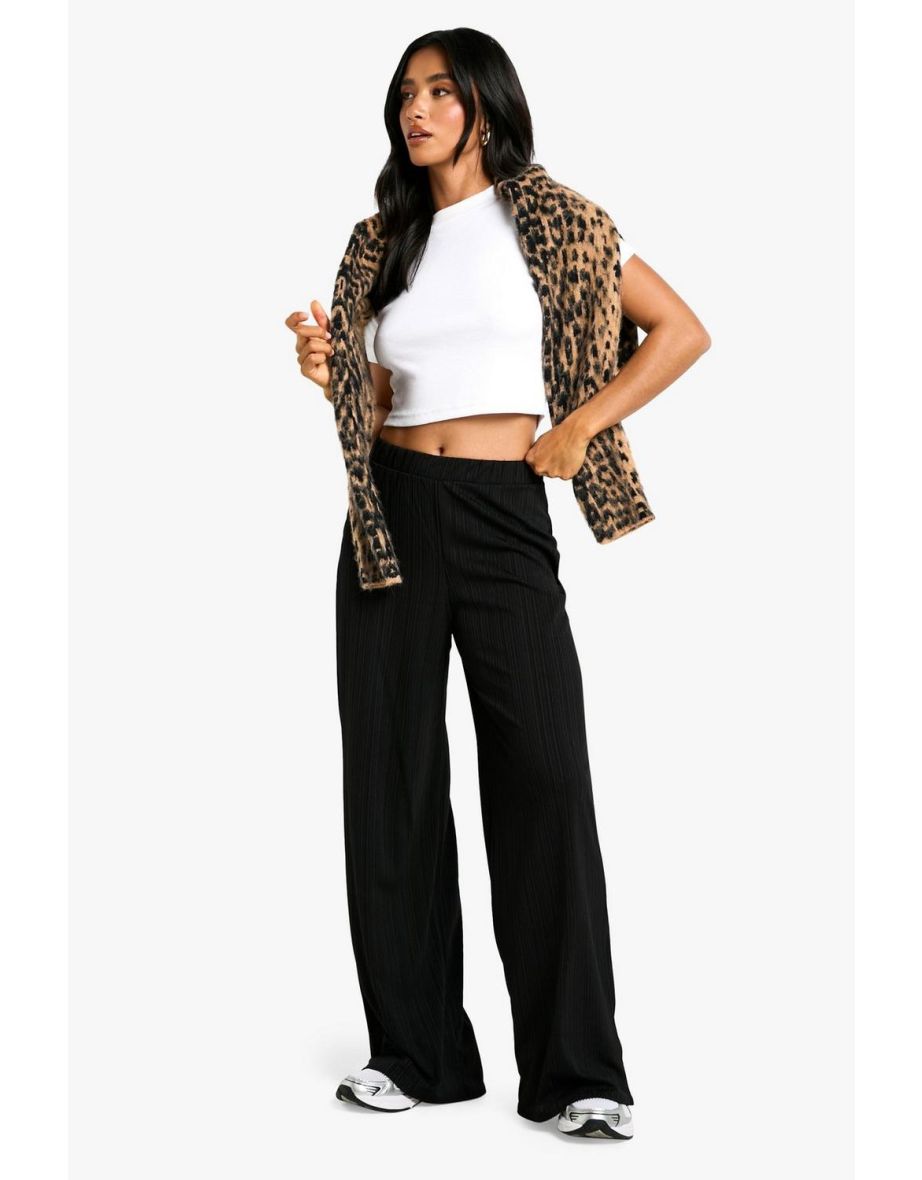 Petite Wide Leg Rib Trouser