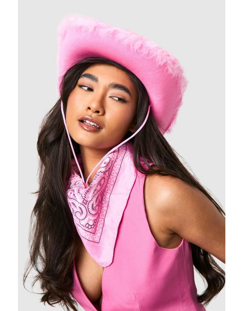 Halloween Feathered Cowboy Hat & Bandana Multipack - pink