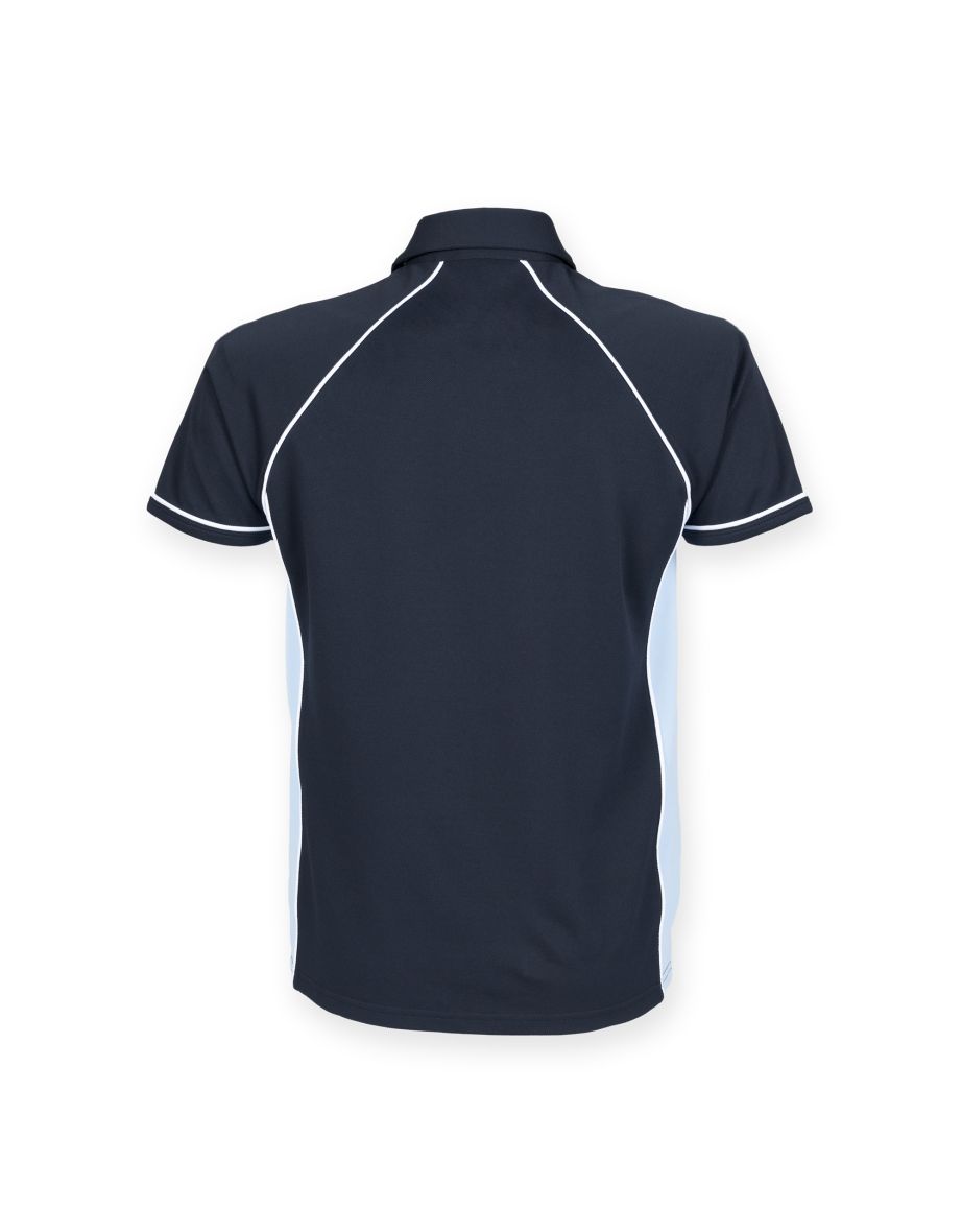 Finden & Hales Mens Piped Performance Sports Polo Shirt - Navy/Sky/White - 1
