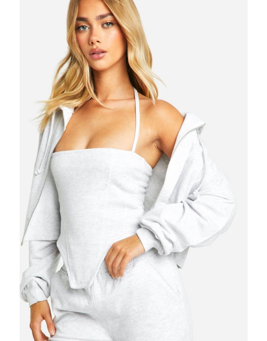 Corset Top 3 Piece Boxy Crop Hooded Tracksuit - 3
