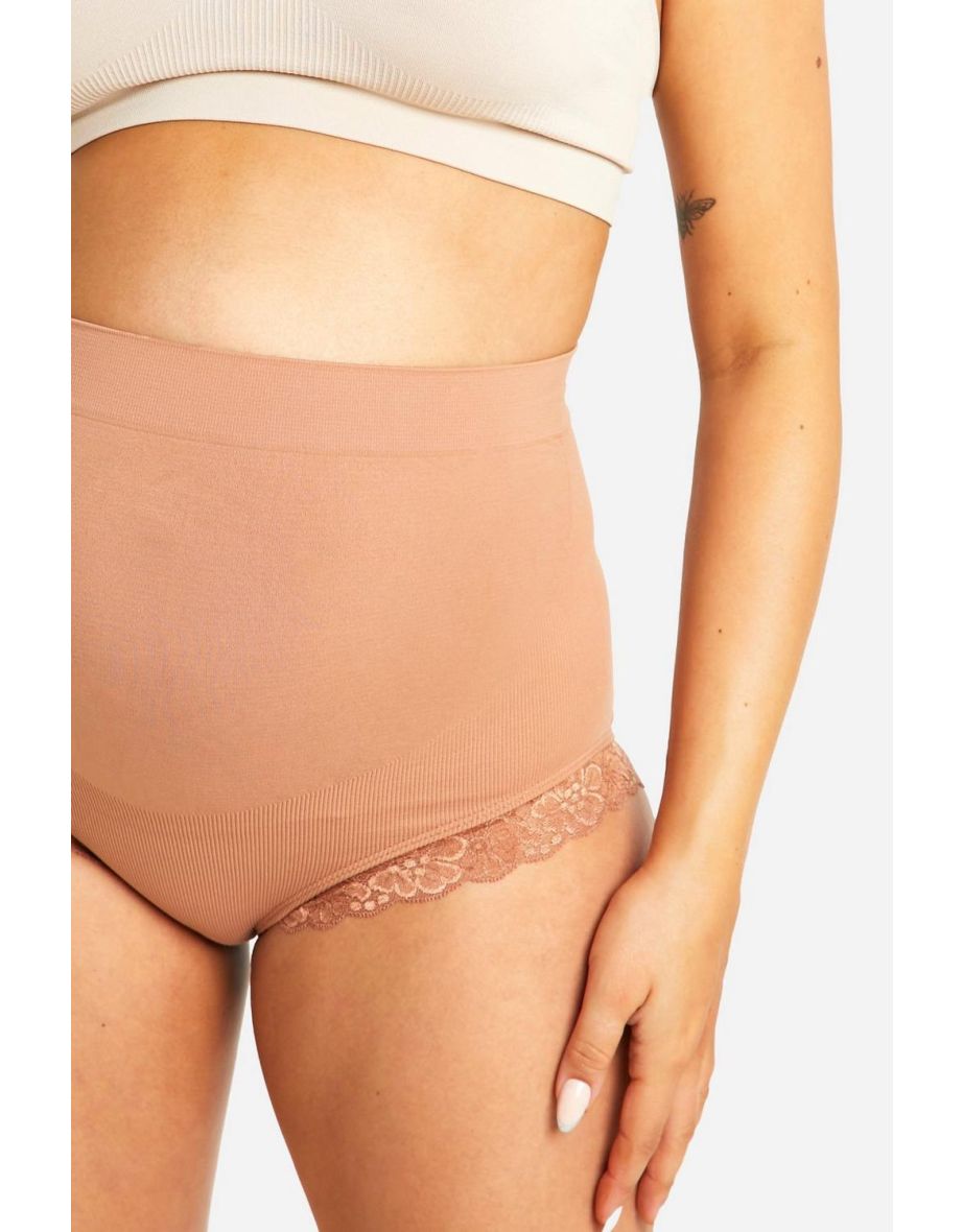 Maternity Lace Trim Shapewear Brief - nude - 3