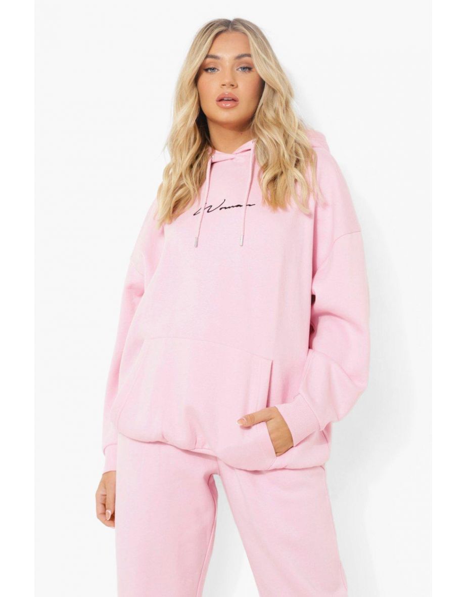 Woman Signature Oversized Hoodie - pale pink