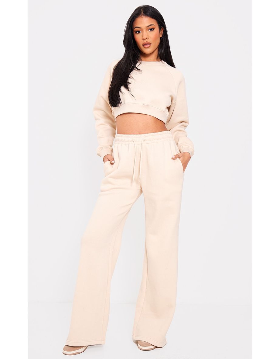 Cream straight leg joggers sale