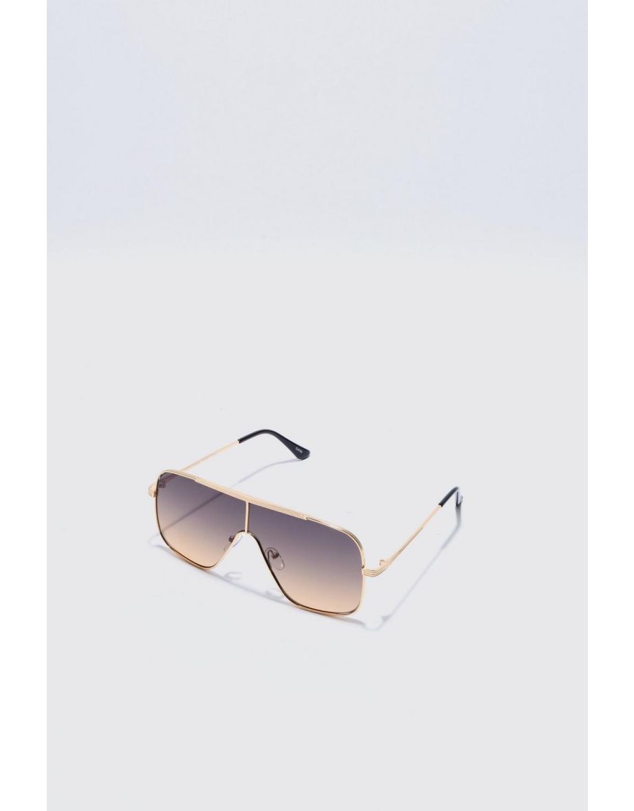 Metal Aviator Detail Sunglasses - light brown