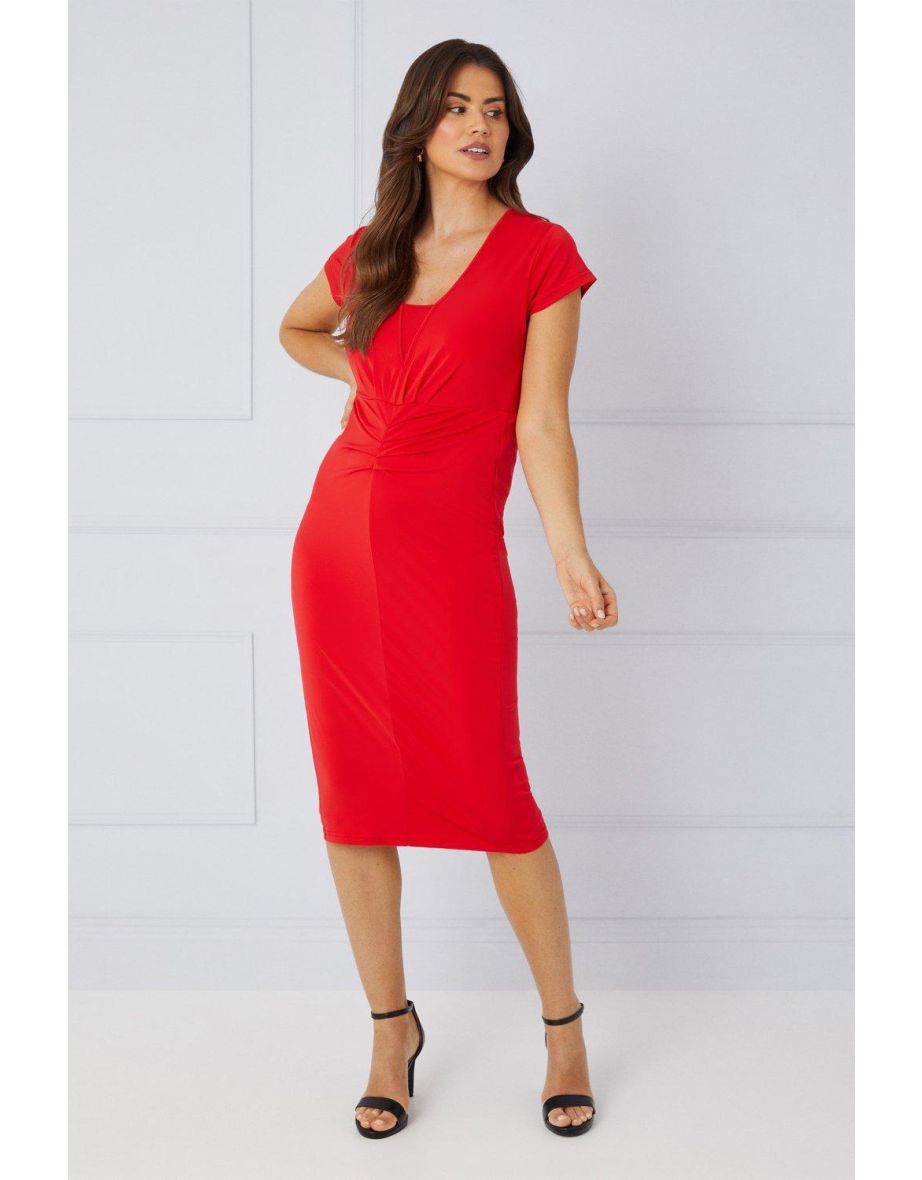 Premium Jersey Ruched Midi Dress