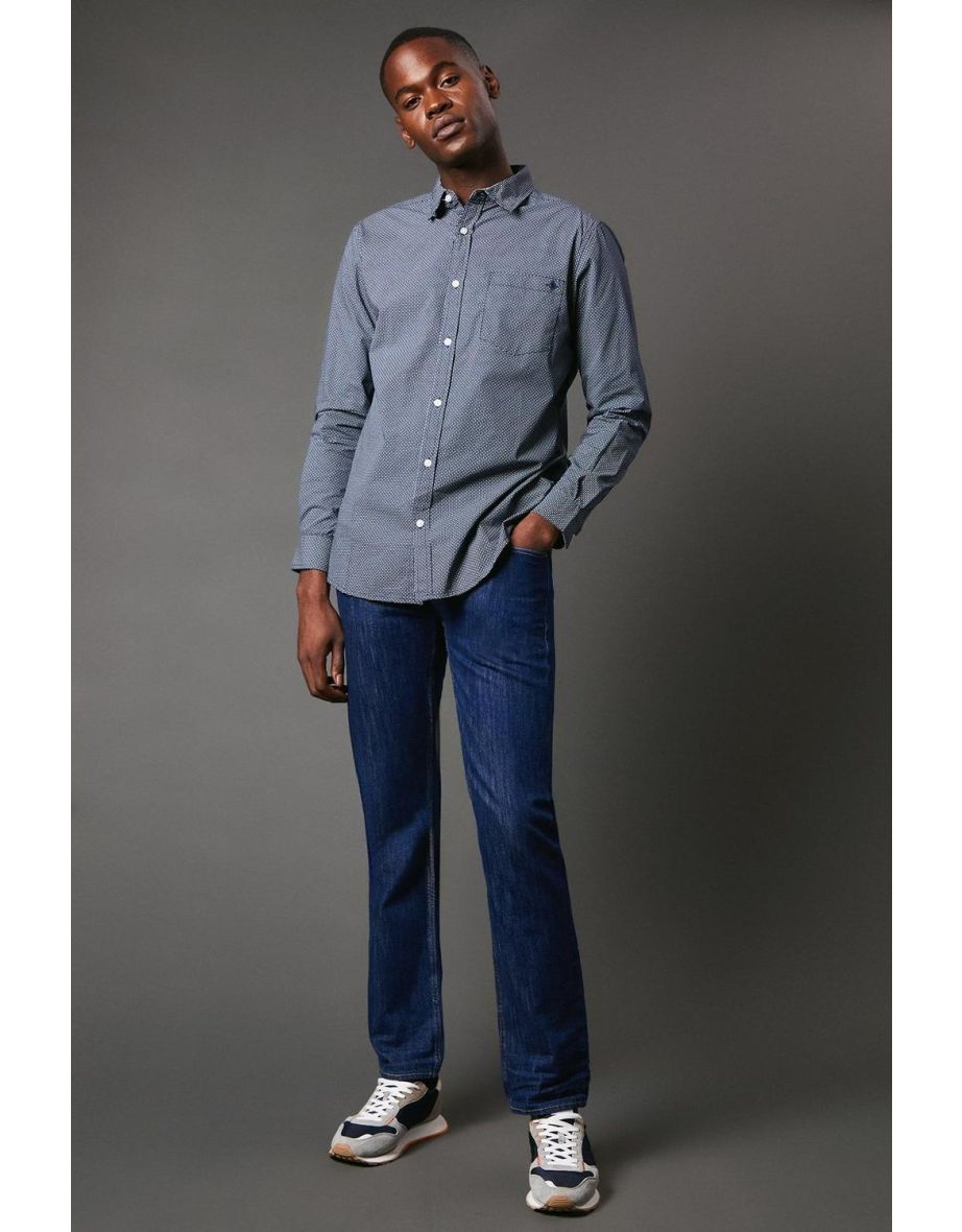 Micro Geo Print Long Sleeve Shirt