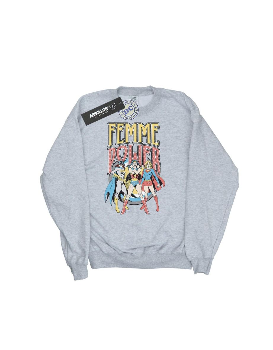 DC Comics Girls Wonder Woman Femme Power Sweatshirt - Sports Grey