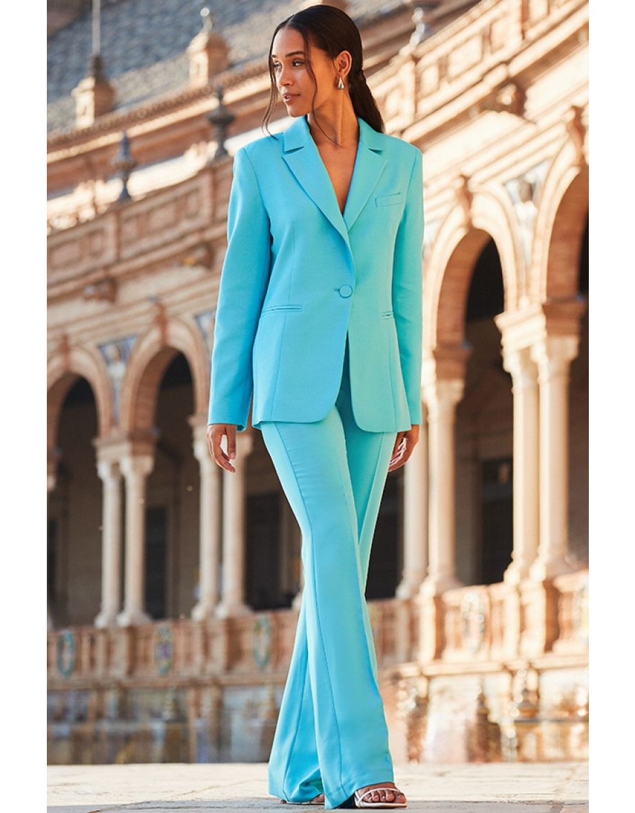 Azure Blue Kick Flare Trousers