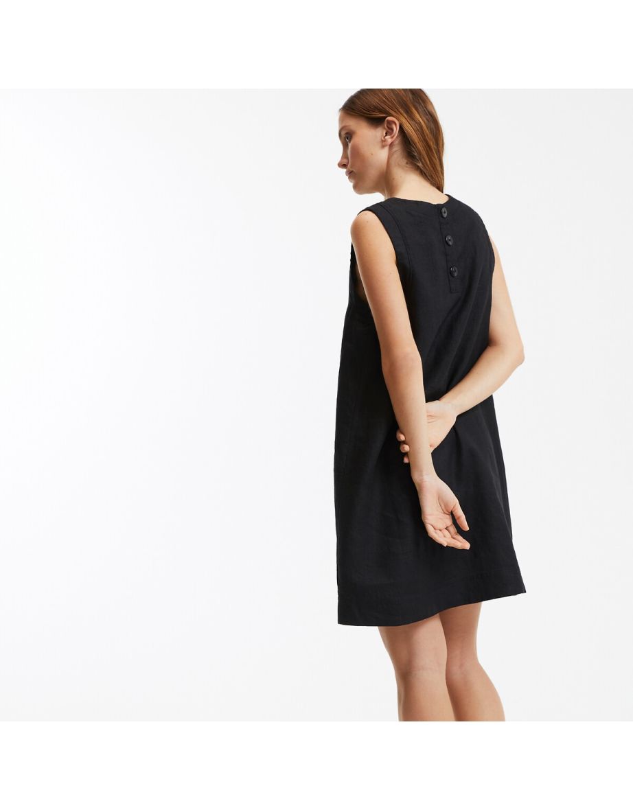 Mini Flared Sleeveless Dress in Linen - 2