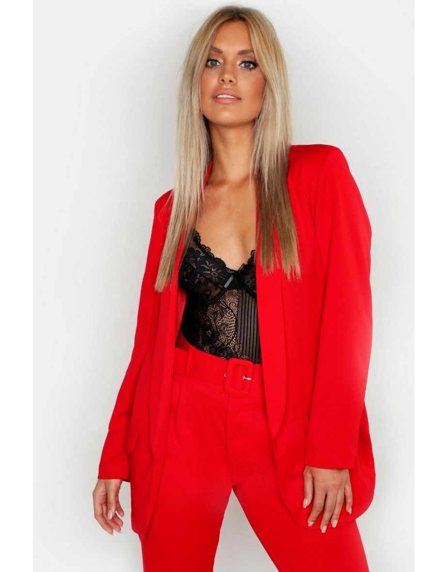 Plus Tailored Blazer - red