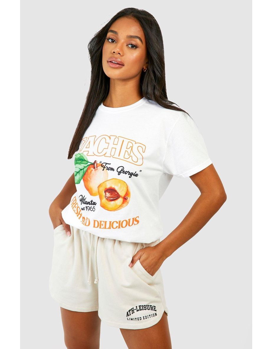 Peaches Printed Oversized T-shirt - white