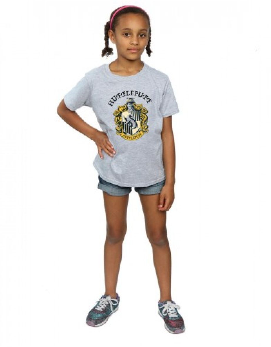 Harry Potter Girls Hufflepuff Cotton T-Shirt - Sports Grey - 3