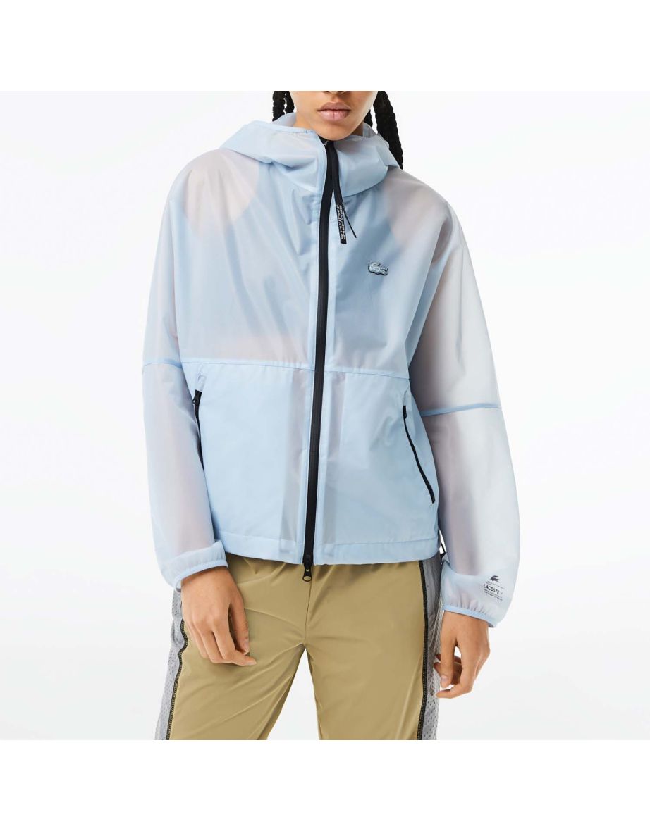 Women's Lacoste Transparent Windbreaker Jacket in Blue