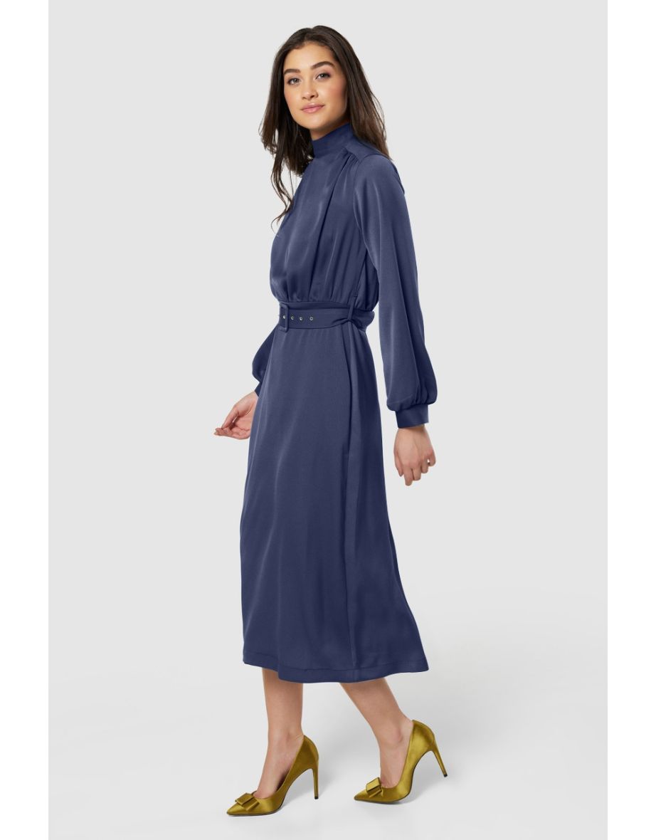 Closet London Navy Blue High Neck Midaxi Dress - 7