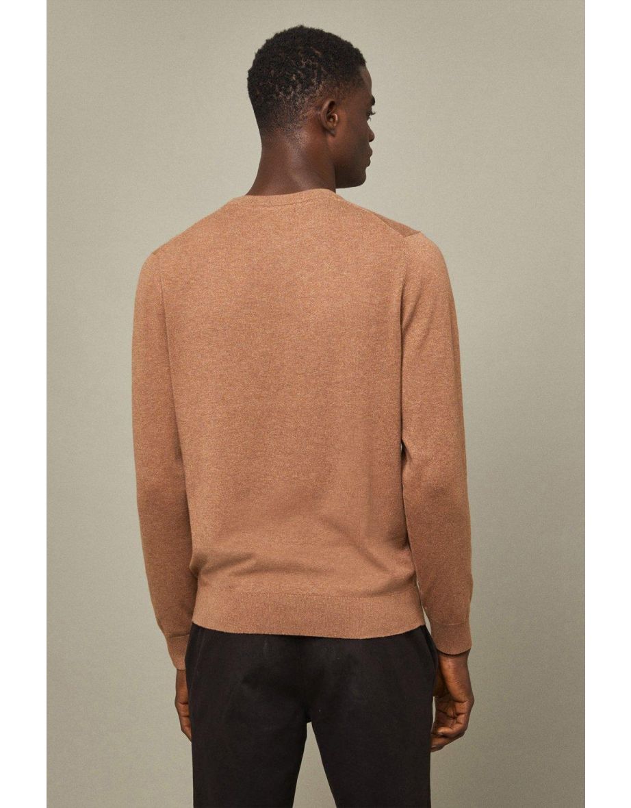 Cotton Rich Brown Marl Crew Neck Jumper - 2