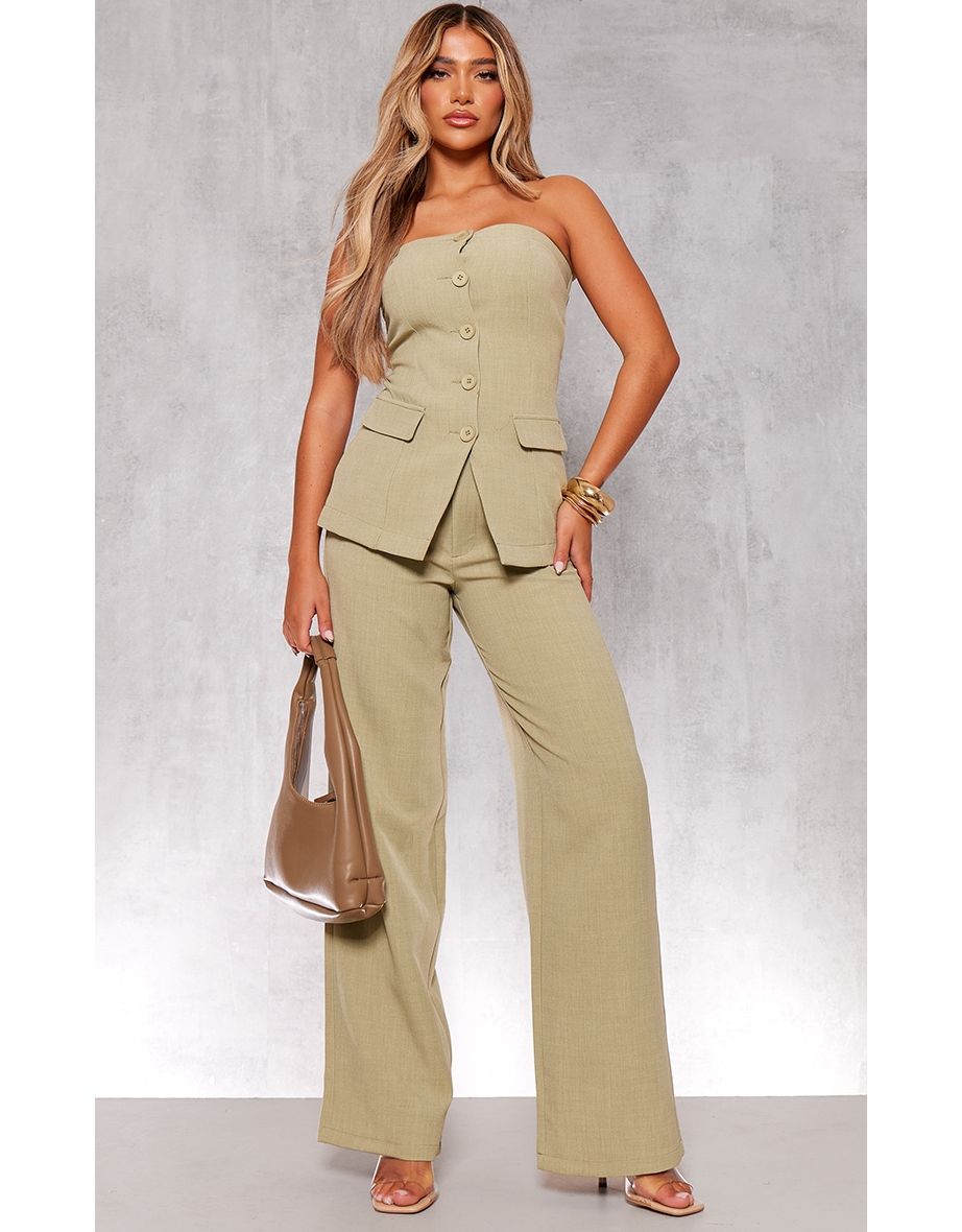 High waisted wide leg tailored trousers hotsell