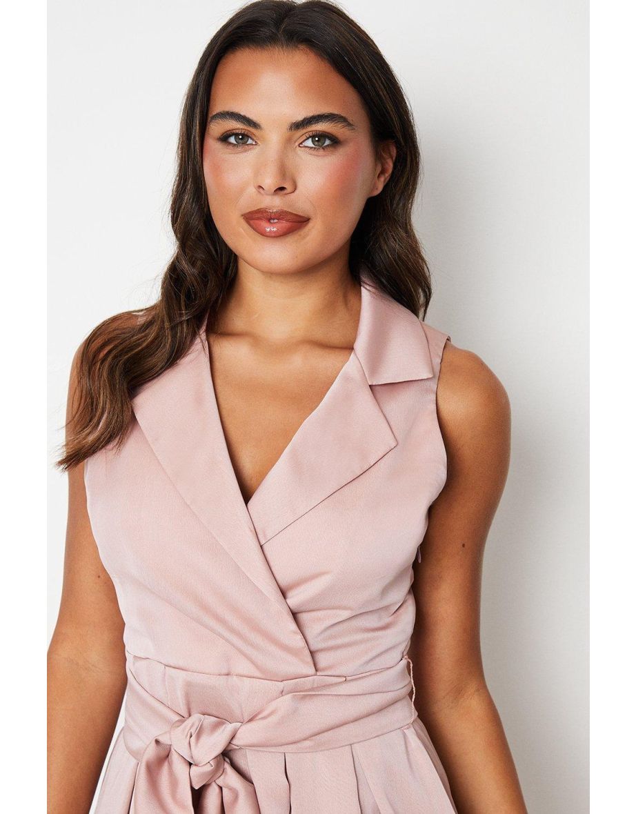 Wrap Front Dress In Chiffon With Collar - 3