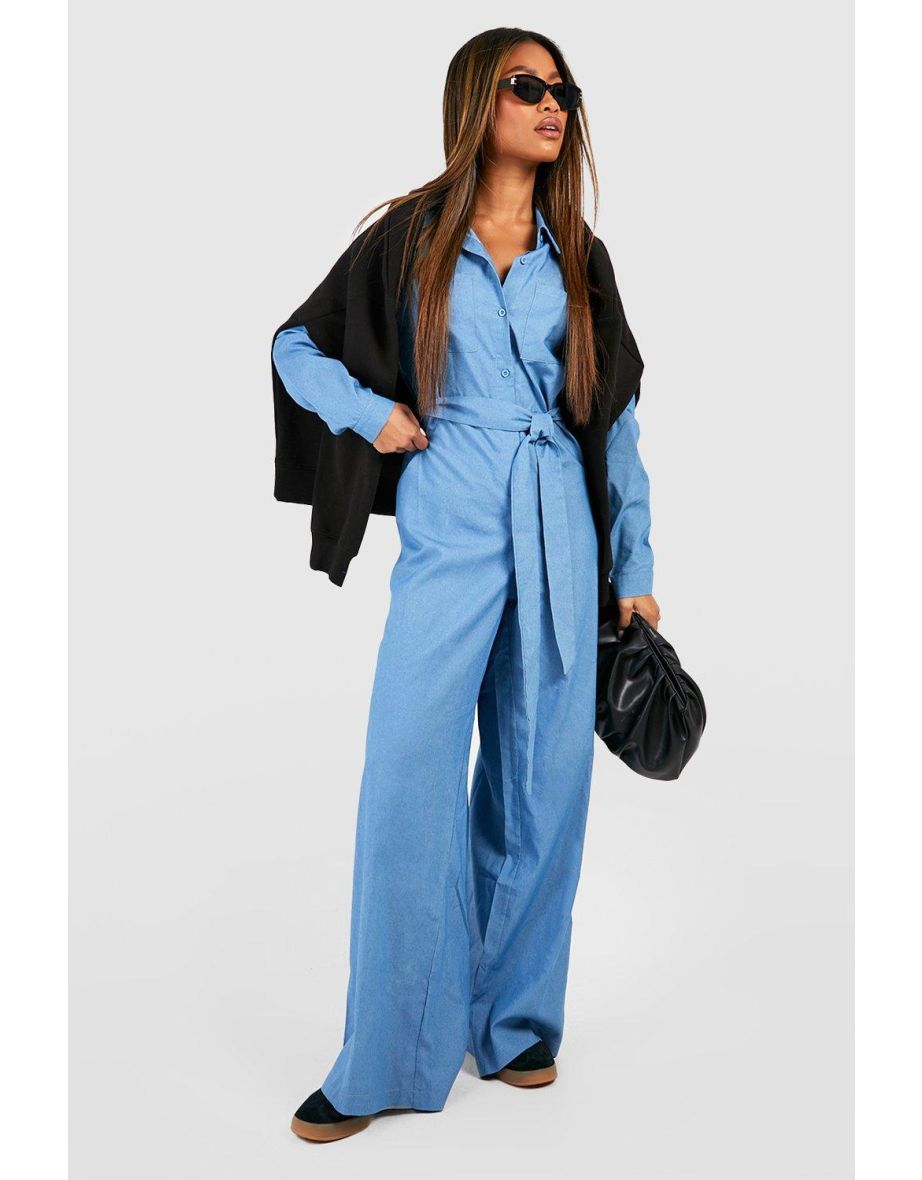 Chambray Denim Boilersuit - light blue