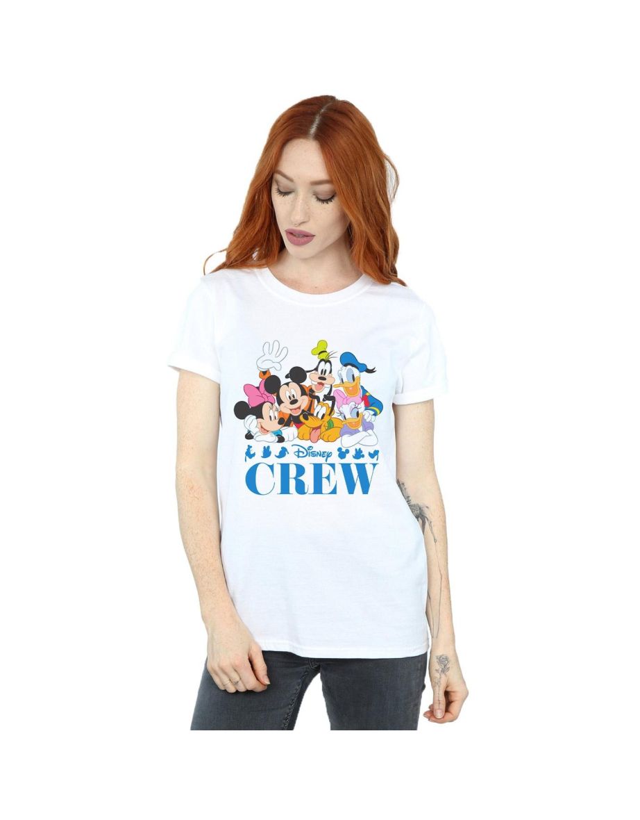 Disney Womens/Ladies Mickey Mouse Disney Friends Cotton Boyfriend T-Shirt - White