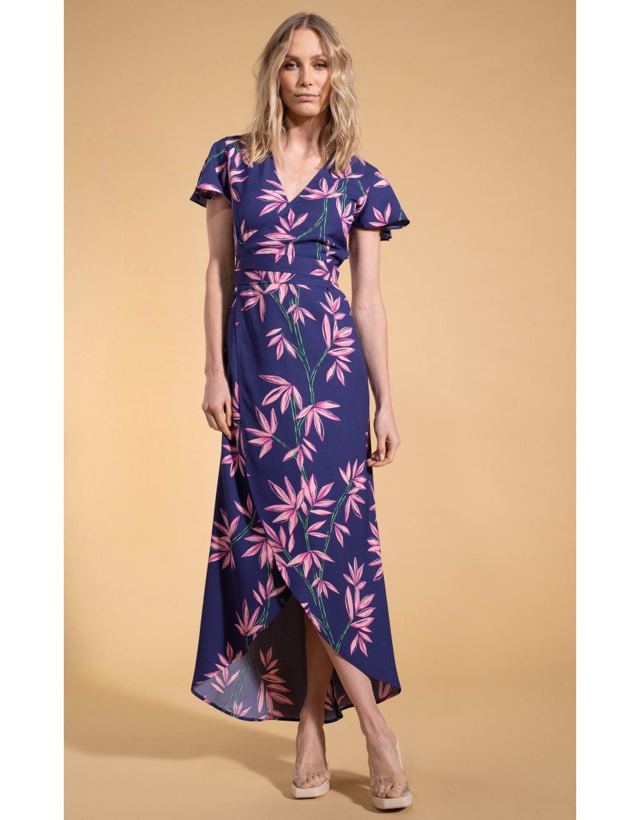Cayenne Wrap Dress in Bamboo Navy Base