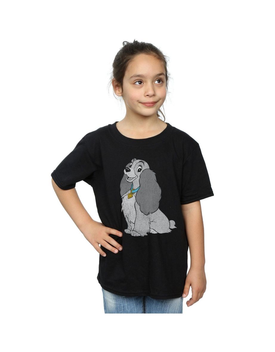 Lady And The Tramp Girls Cotton T-Shirt - Black - 1