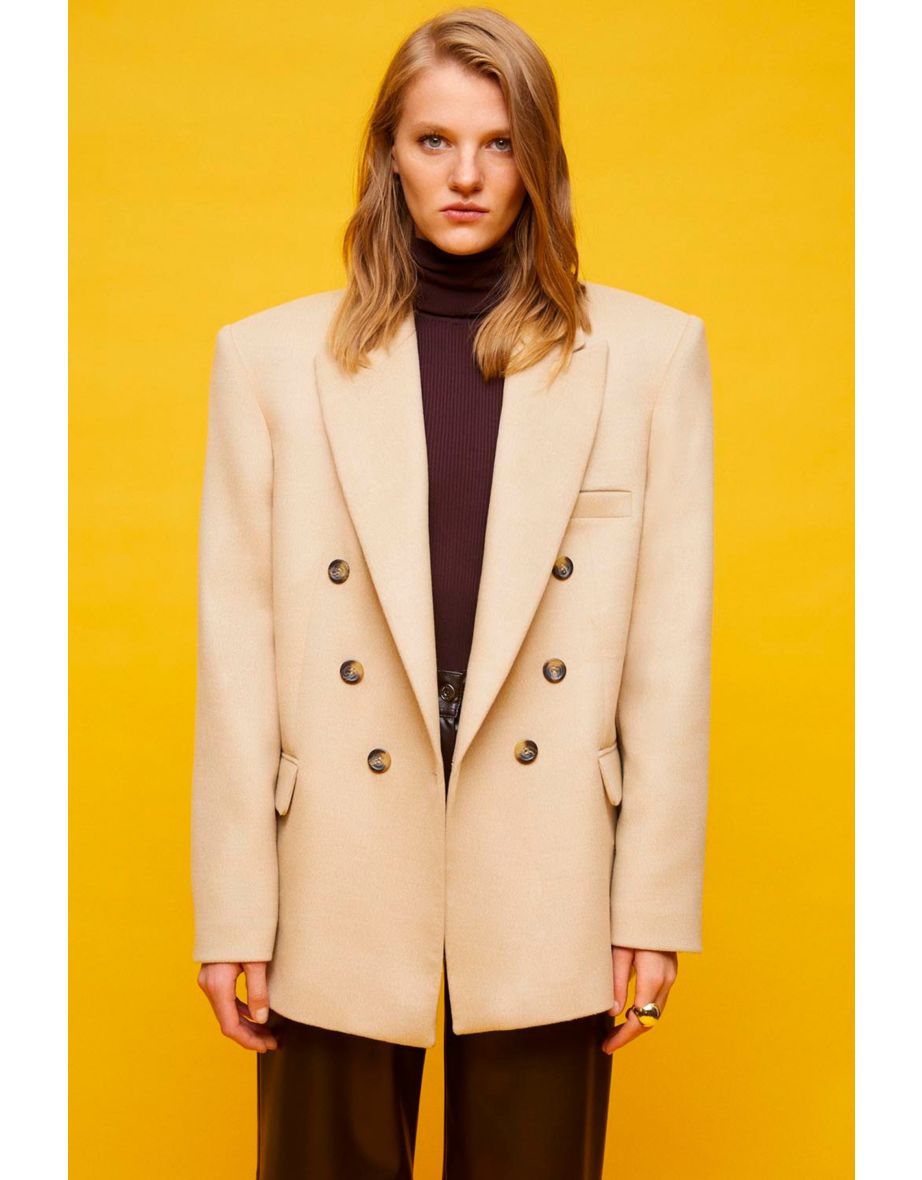 Shoulder Pad Cashmere Blazer