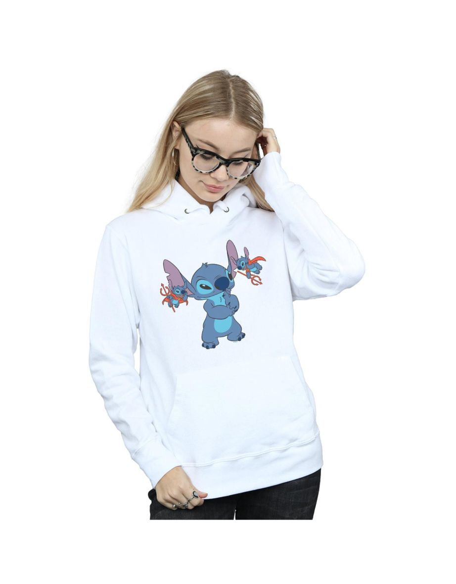Disney Womens/Ladies Lilo And Stitch Little Devils Hoodie - White