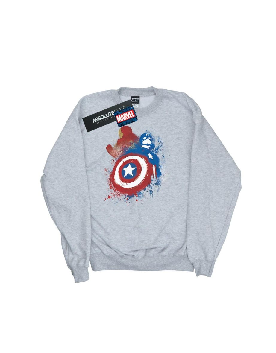 Marvel Boys Captain America Civil War Painted Vs Iron Man Sweatshirt - Heather Grey