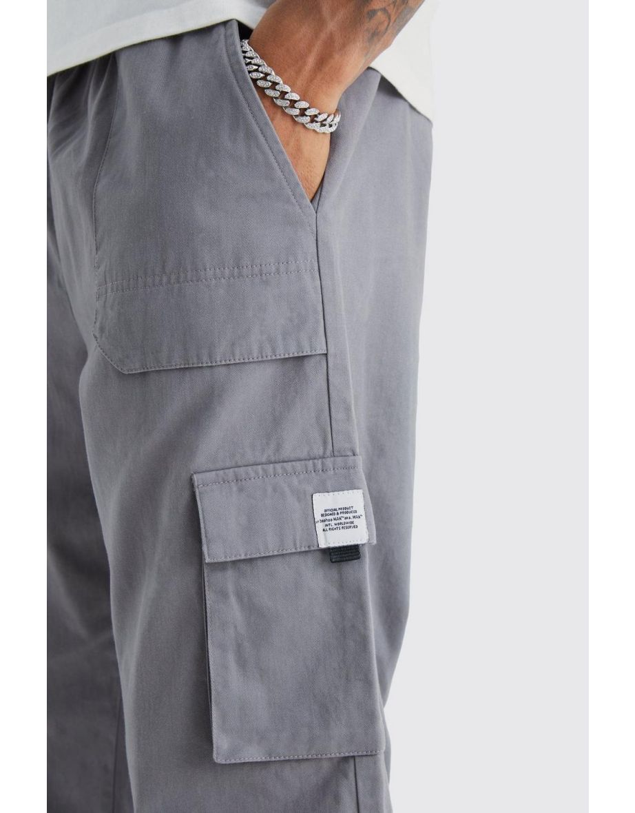 Tall Elastic Waist Relaxed Fit Buckle Cargo Jogger - slate - 2