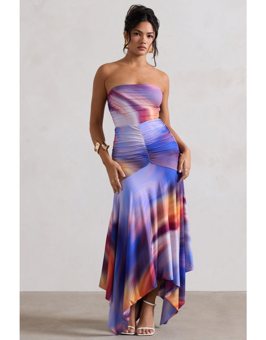 Florianne | Ombre Print Ruched Bandeau Maxi Dress