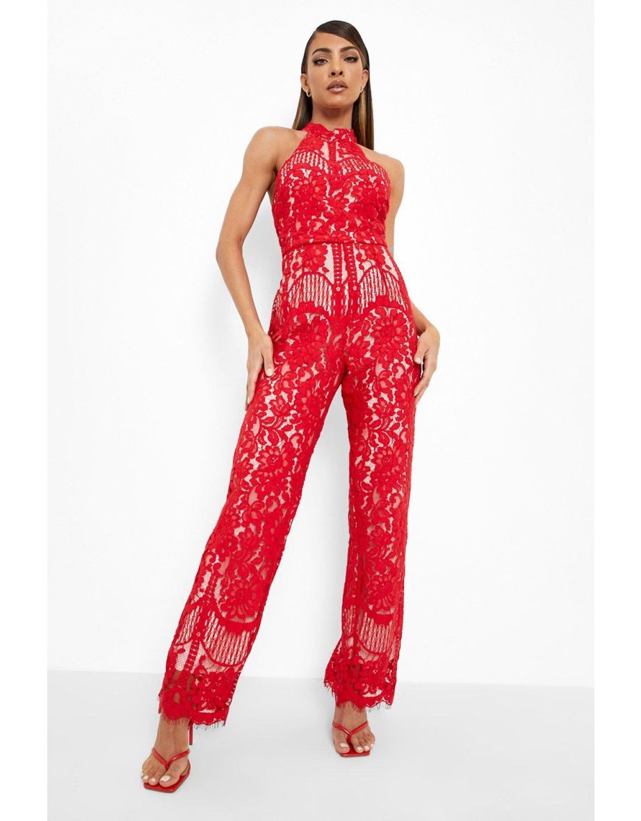 Lace Halter Sleeveless Jumpsuit