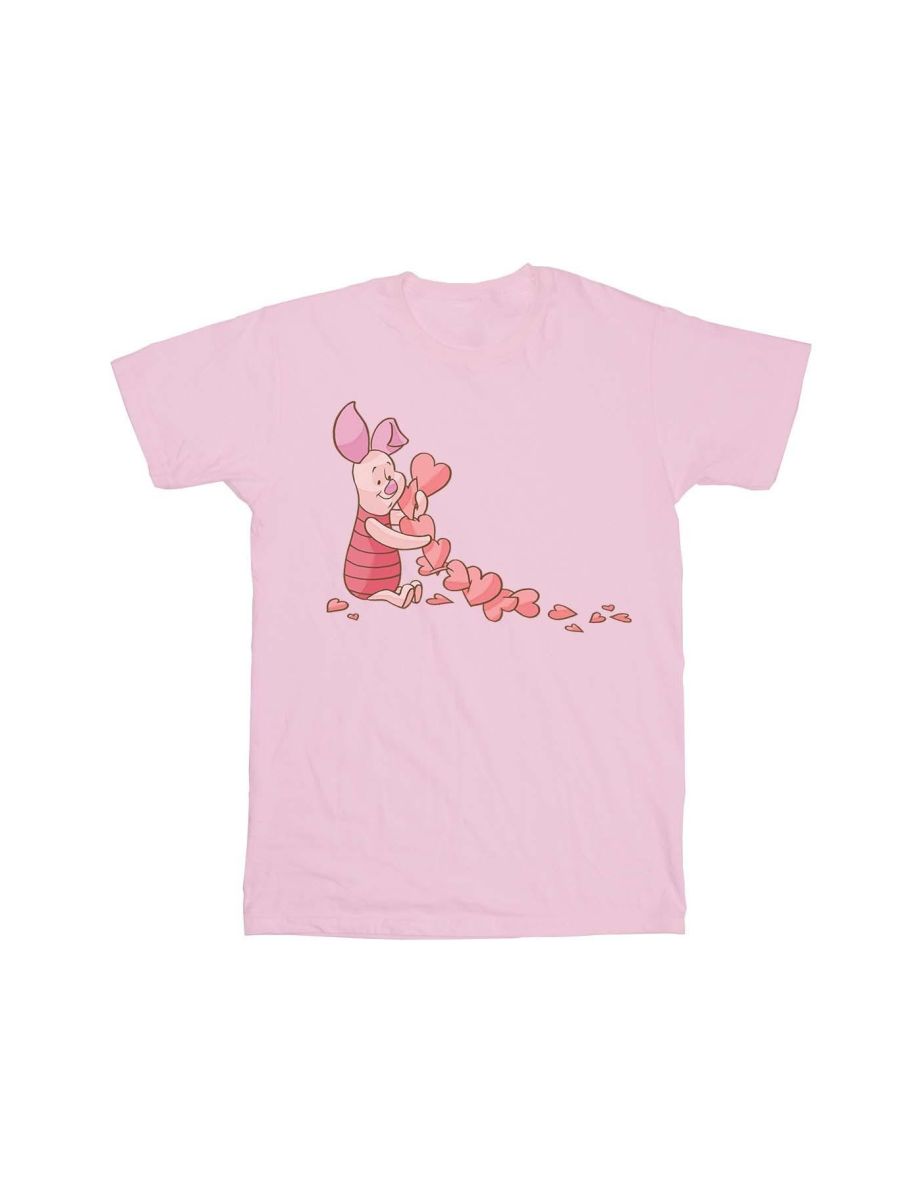 Disney Girls Winnie The Pooh Piglet Chain Of Hearts Cotton T-Shirt - Pink - 1