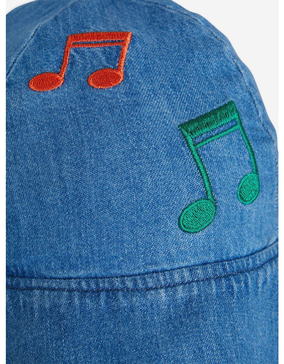 Baby Girls Note Embroidered Sun Hat in Blue - 3