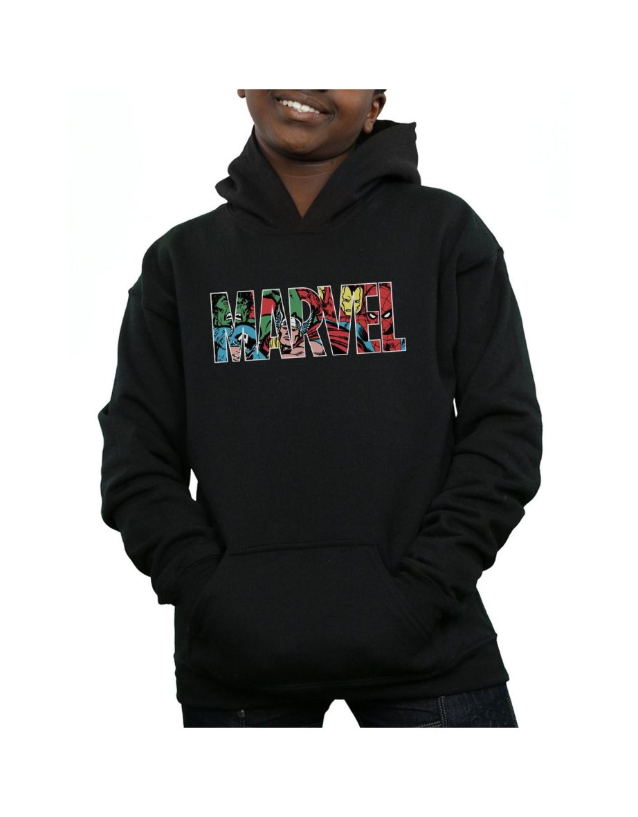 Marvel Comics Boys Logo Character Infill Hoodie - Black - 3