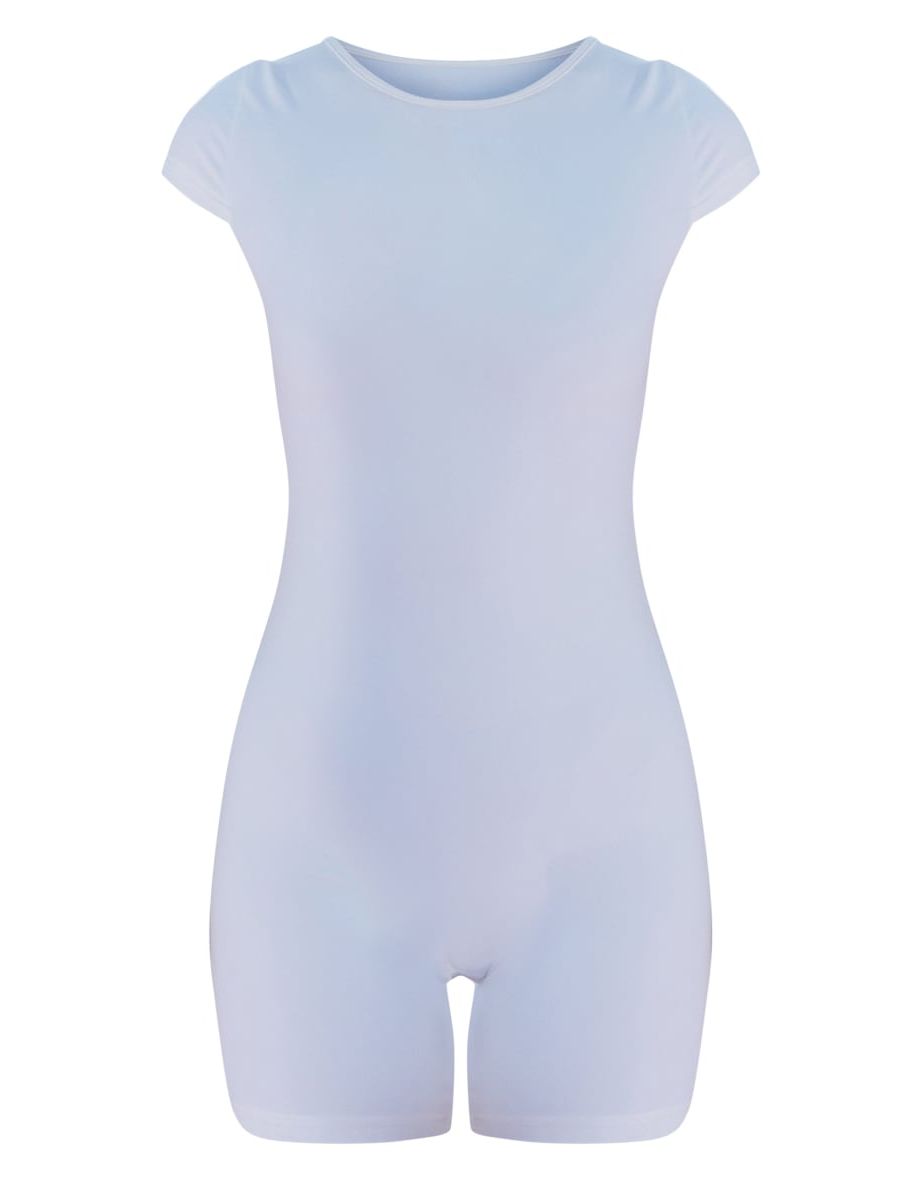 Cream Cap Sleeve Sculpt Gym Unitard - 4