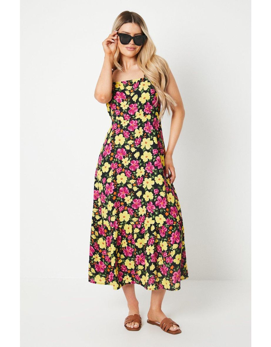 Floral Tiered Strappy Dress