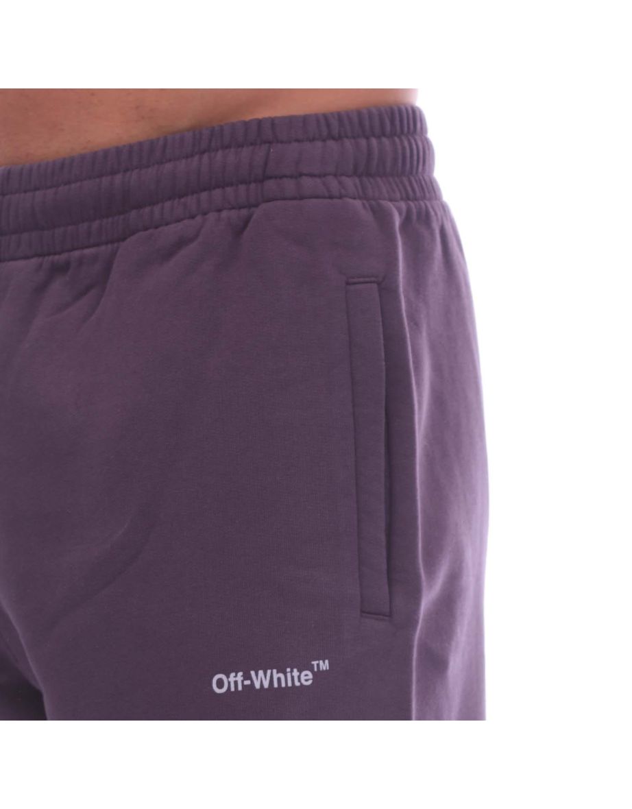 Men's Off White Diagonal Outline Sweat Shorts in Purple - 2