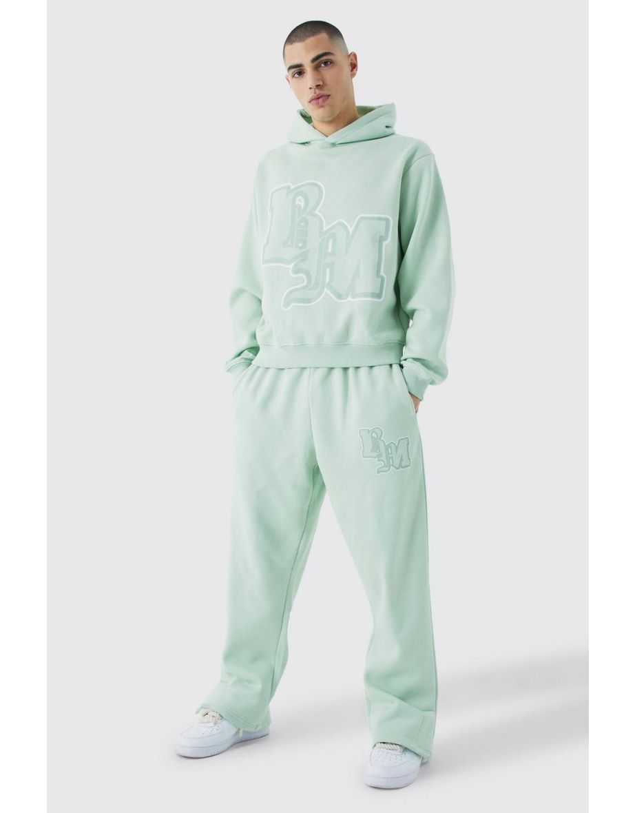 Boxy Bm Print Tracksuit - sage