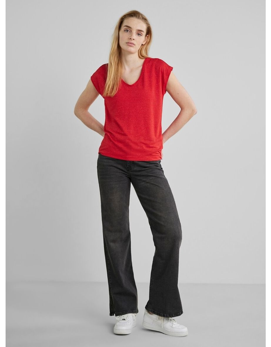 Metallic T-Shirt with V-Neck